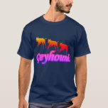 Running Greyhound Trio Silhouette Rainbow T-Shirt<br><div class="desc">A trio of running greyhound silhouettes in rainbow colours T shirt.  Click on Customise to add text.  This image is available on many products in my store.  Visit my gallery to see more animal lover items.  Thanks for stopping by Smilin' Eyes Treasures.</div>