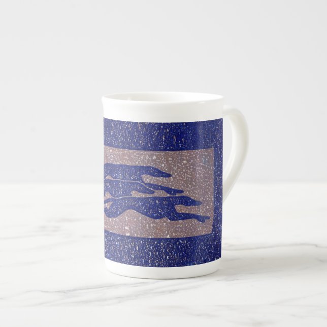 Running greyhounds (a318) bone china mug (Front Right)