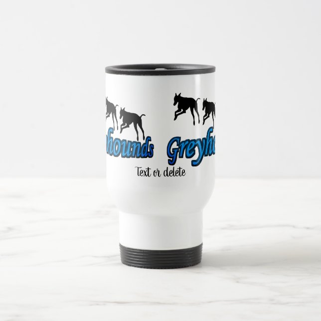 Running Greyhounds Dog Lover Personalised  Travel Mug (Center)