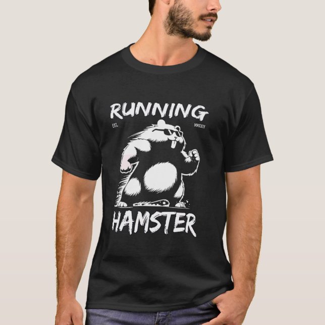 Running Hamster Fun Hamster Design for Sports Fans T-Shirt (Front)