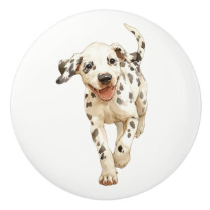 Running Happy Dog #8 Ceramic Pull
