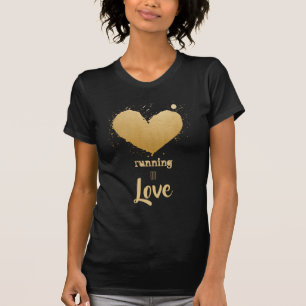 *~* Running Heart Runner Watercolor Runner Gold T-Shirt
