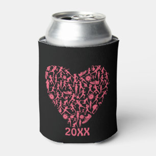 Running Heart - Women Runner Silhouettes Can Cooler