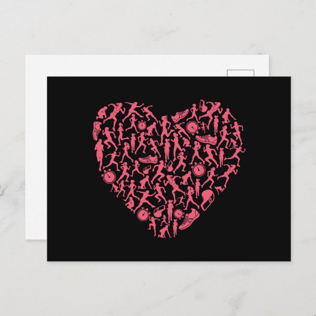 Running Heart - Women Runner Silhouettes Postcard (Front/Back)