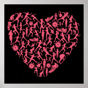 Running Heart - Women Runner Silhouettes Poster