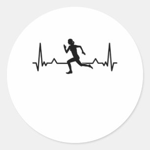 Running Heartbeat Line Funny Runner Gifts Classic Round Sticker