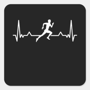 Running Heartbeat Runner Funny Gift Square Sticker