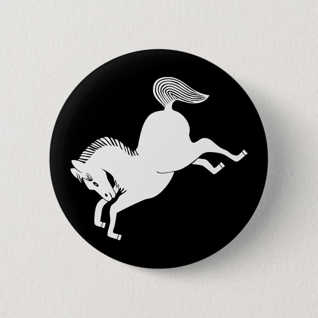 Running horse 6 cm round badge (Front)