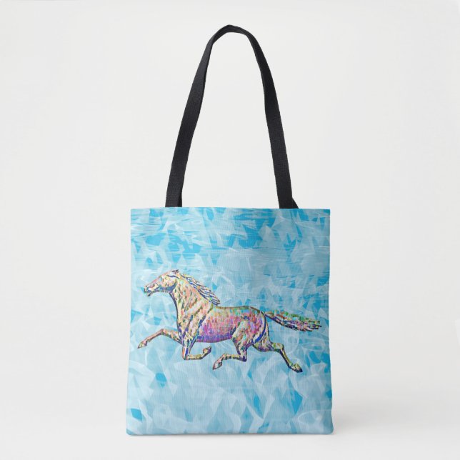 Running Horse Art Colourful Tote Bag (Front)