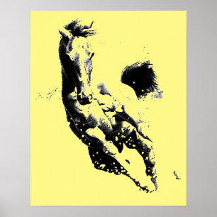 Running Horse Artwork Yellow Poster Print