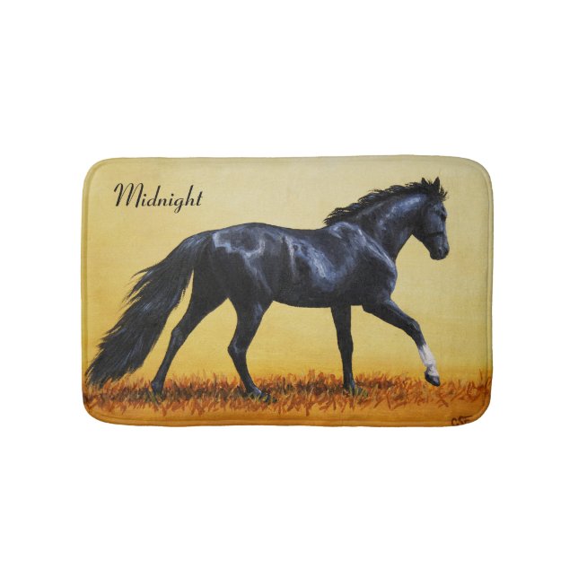 Running Horse Black Stallion Bath Mat (Front)