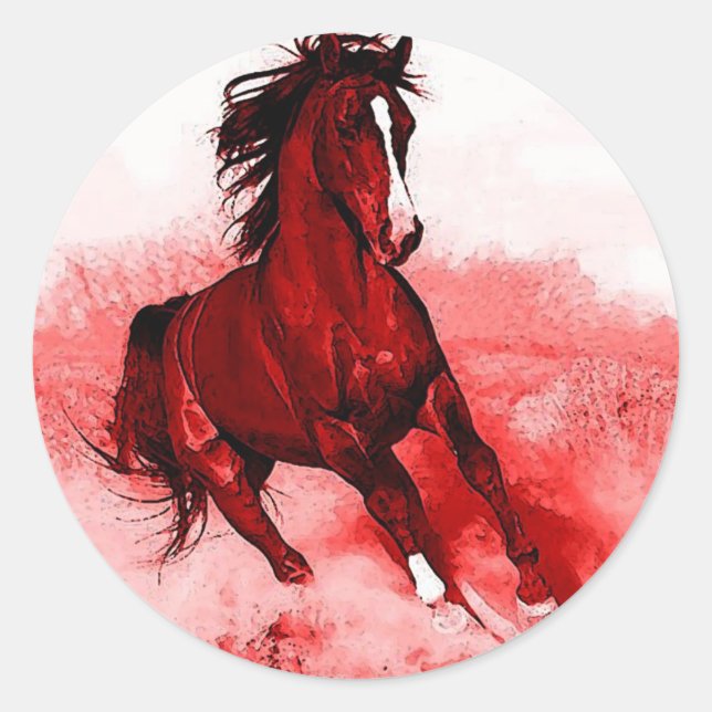 Running Horse Classic Round Sticker (Front)