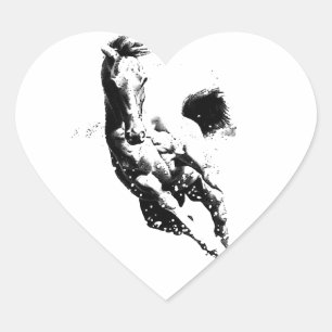 Running Horse Heart Sticker
