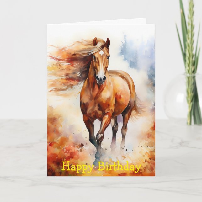 Running Horse in Autumn Card (Front)
