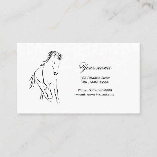 Running horse in black colour business card (Front)