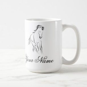 Running horse in black colour coffee mug