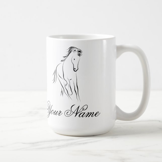 Running horse in black colour coffee mug (Right)