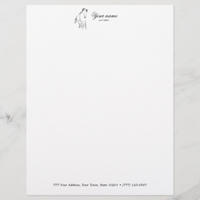 Running horse in black colour custom letterhead (Front)