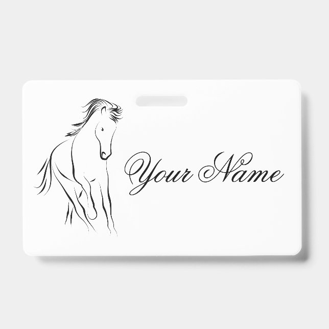 Running horse in black colour ID badge (Front)