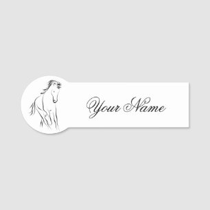 Running horse in black colour name tag