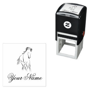 Running horse in black colour self-inking stamp
