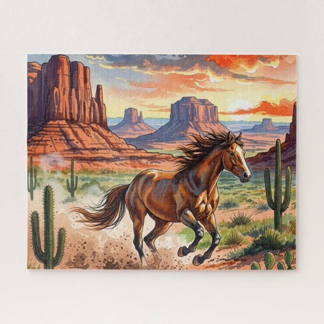 Running Horse In Desert Jigsaw Puzzle (Horizontal)