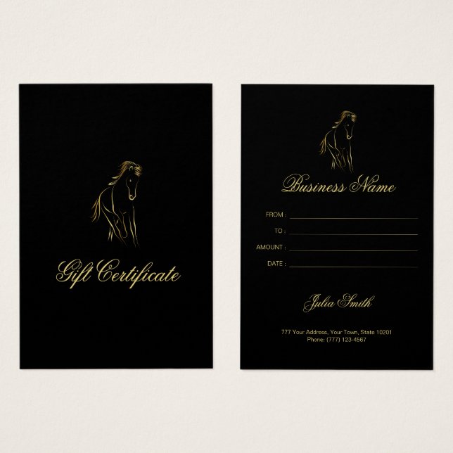 Running horse in gold colour (Front & Back)
