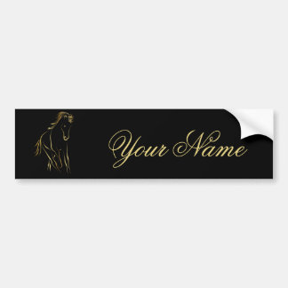 Running horse in gold colour bumper sticker