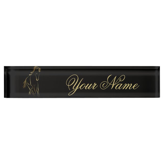 Running horse in gold colour nameplate (Front)