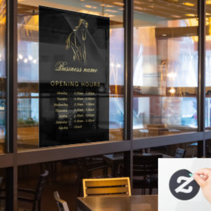 Running horse in gold colour window cling