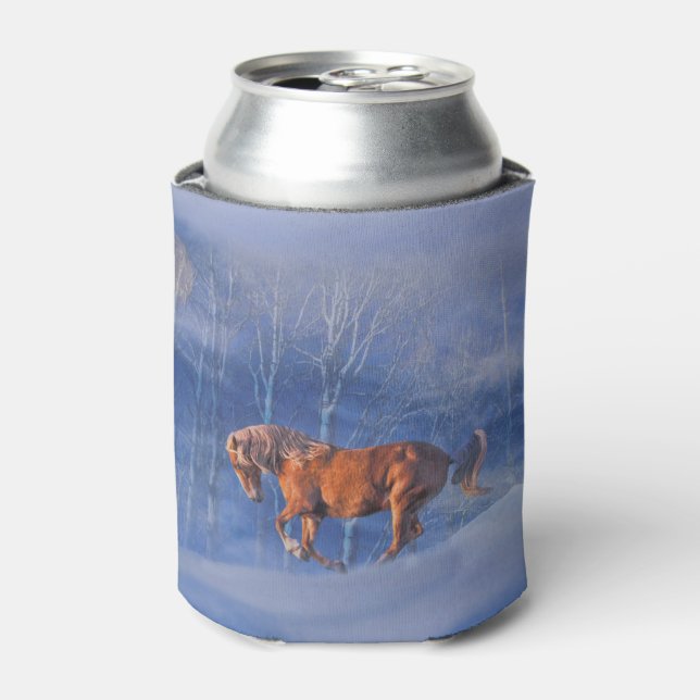 Running Horse in the Snow Can Cooler (Can Front)