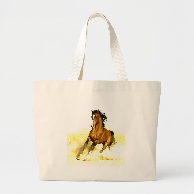 Running Horse Large Tote Bag (Front)