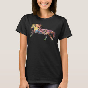 Running Horse Mandala Magical Colour Light Art T-Shirt
