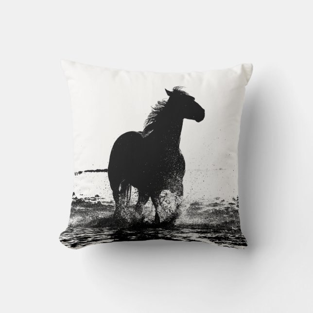 Running Horse Template Add Image Logo Photo Cushion (Front)