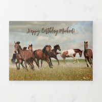 Running Horses birthday greeting 