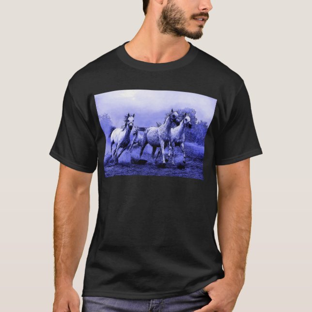 Running Horses & Blue Moonlight T-Shirt (Front)