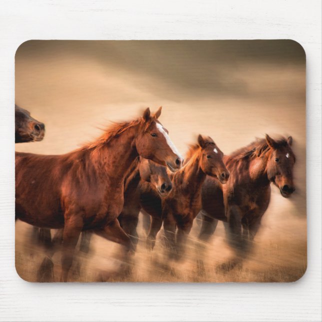 Running horses, blur and flying manes mouse mat (Front)