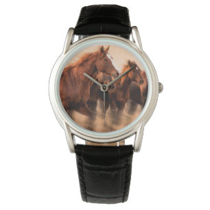 Running horses, blur and flying manes watch