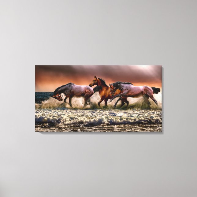 Running Horses in the Surf Canvas Print (Front)