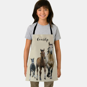Running Horses Name Template All-Over Print Apron