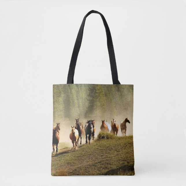 Running horses on Montana ranch Tote Bag (Front)