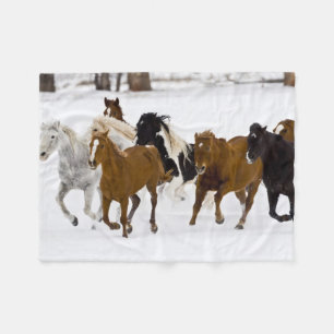 Running Horses on The Hideout Ranch Fleece Blanket