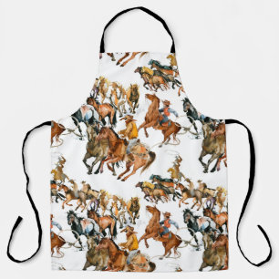 Running horses seamless pattern. American cowboy. Apron