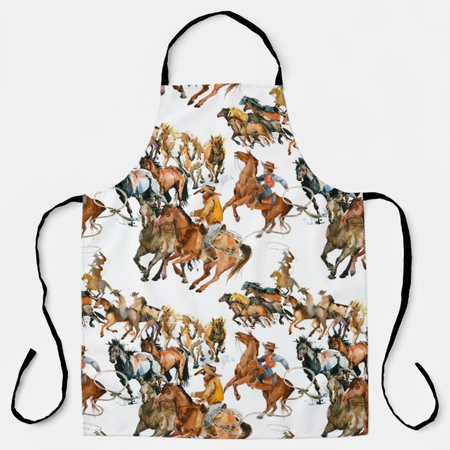 Running horses seamless pattern. American cowboy.  Apron (Front)