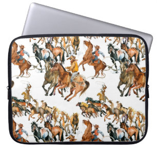 Running horses seamless pattern. American cowboy. Laptop Sleeve