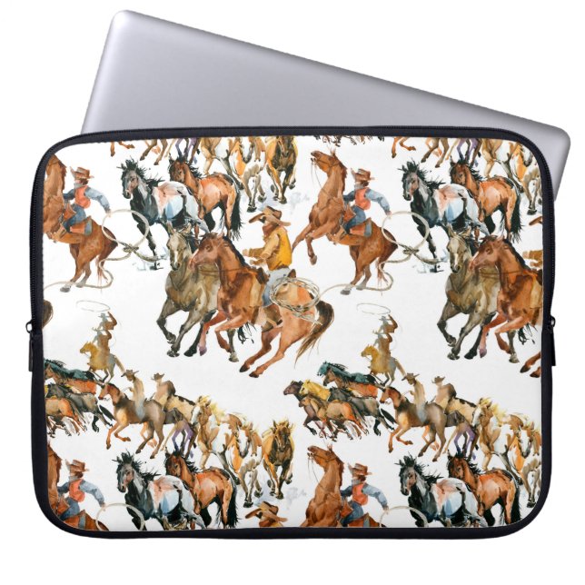 Running horses seamless pattern. American cowboy.  Laptop Sleeve (Front)