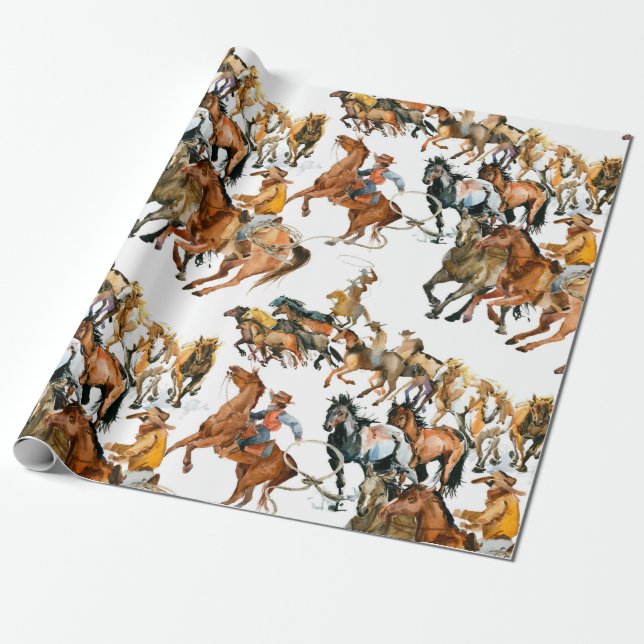 Running horses seamless pattern. American cowboy.  Wrapping Paper (Unrolled)