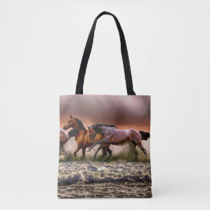 Running horses tote bag