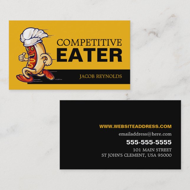 Running Hot Dog - Competitive/Speed Eater Business Card (Front/Back)