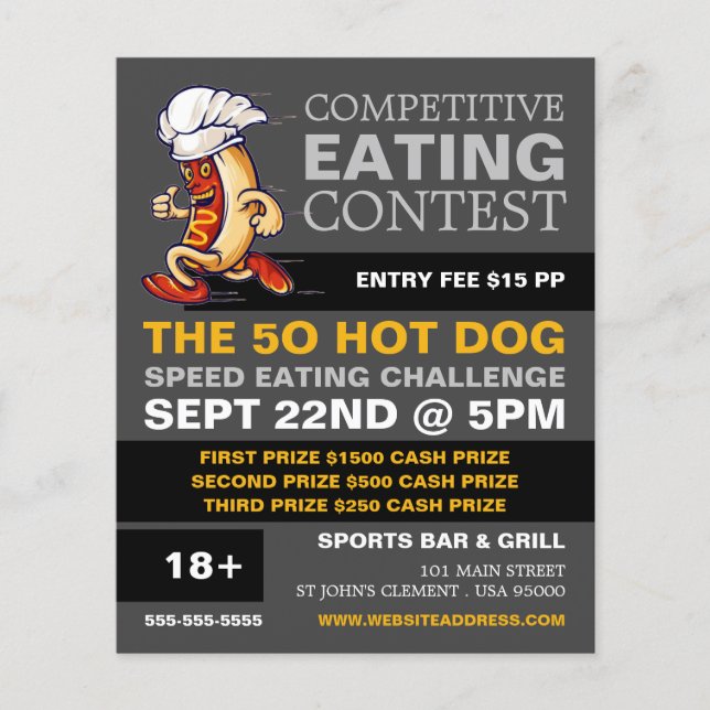 Running Hot Dog - Competitive/Speed Eating Contest Flyer (Front)